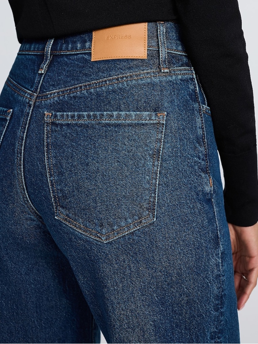 High Waisted Dark Wash Tall Hem Wide Leg Ankle Jeans - Picture 5 of 12